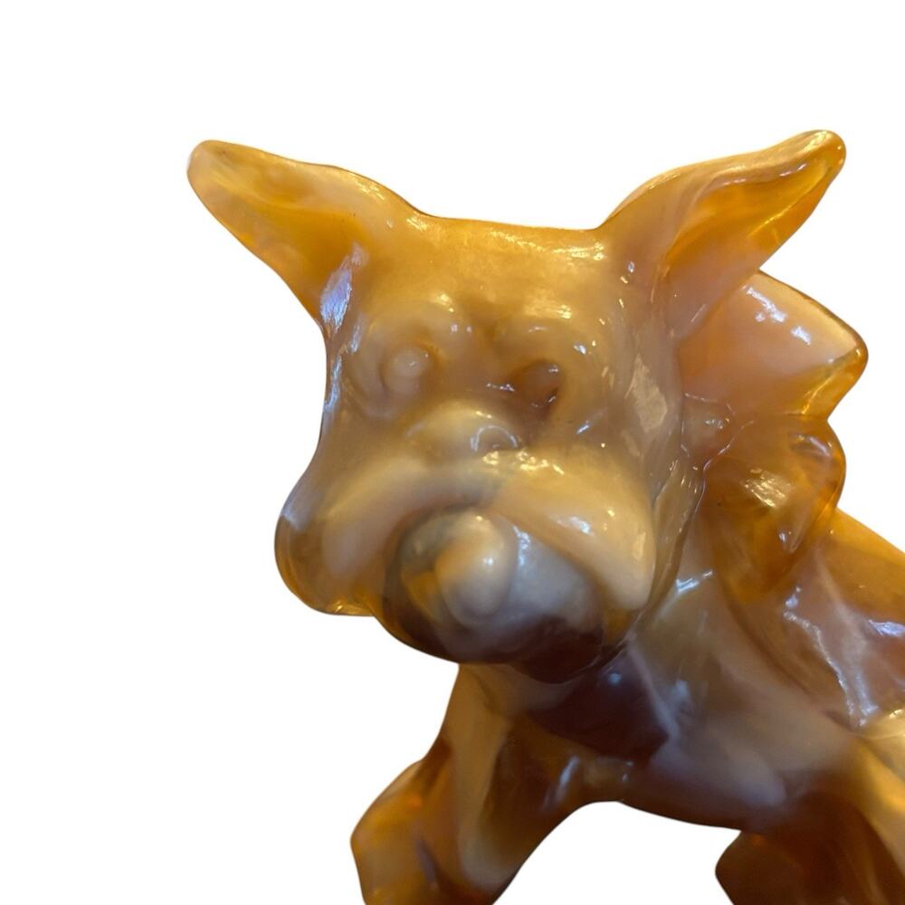 Vintage 1960s Imperial Caramel Slag Glass Parlour Pup Bulldog Figurine - Picture 3 of 6